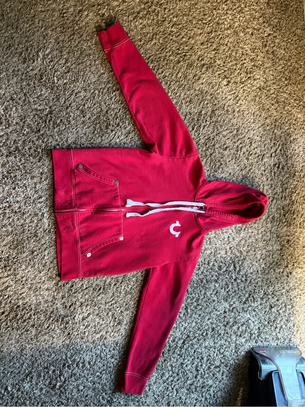 True Religion Red Hoodie - Logo Graphic Back